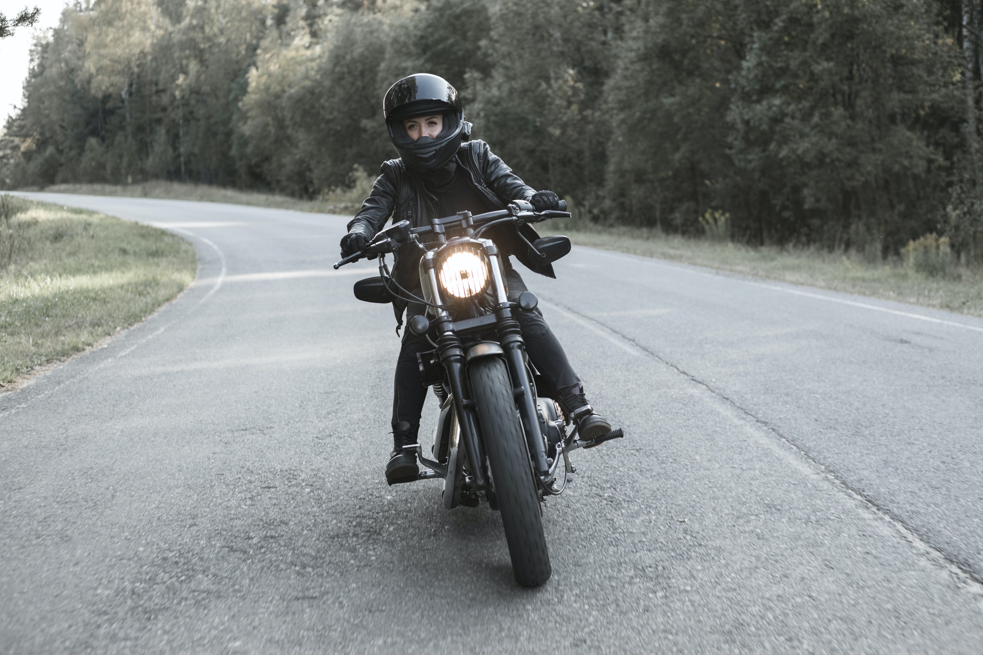 woman with motorcycle